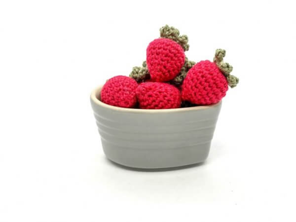 Crocheted Strawberries in a Bowl by Malaysia Toys