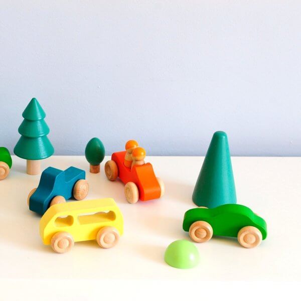 Wooden Rainbow Cars by Malaysia Toys