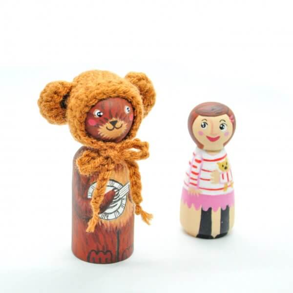 Lily and Bear Peg Dolls by Malaysia Toys